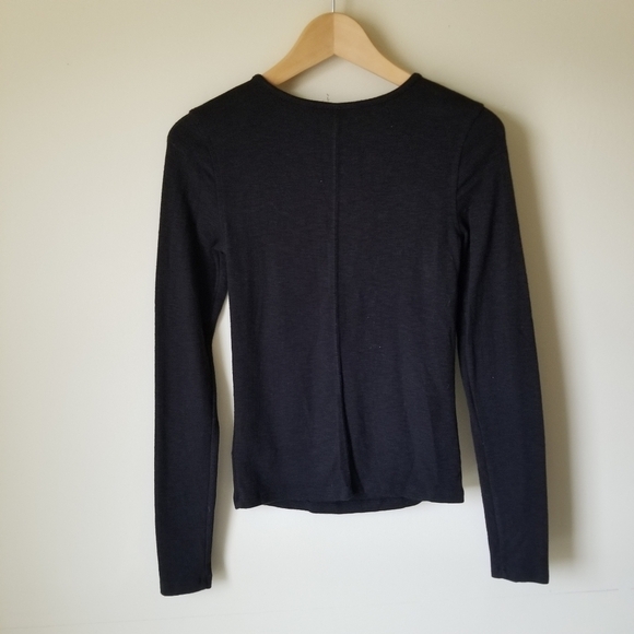 Free People Keyhole Tied Long Sleeve Cotton Blend Top Size Small - Picture 5 of 6